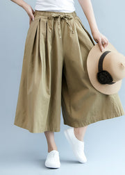 Mode Khaki Taschen Baumwolle Hose mit weitem Bein Frühling