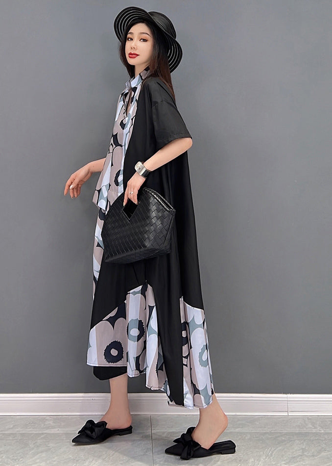 Fashion Khaki Stand Collar Asymmetrical Design Holiday Dress Short Sleeve