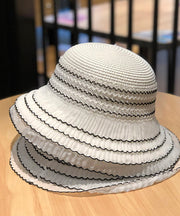 Fashion Khaki Striped Lace Patchwork Bucket Hat