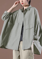 Fashion Light Blue Spring Pockets Shirt Long Sleeve - SooLinen