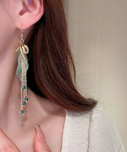 Fashion Light Green Asymmetricar Alloy Acrylic Crystal Tassel Drop Earrings