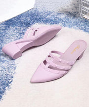 Fashion Light Purple Hollow Out Wedge Slide Sandals