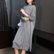 Fashion Loose Pure Color Knitted Dresses Women Casual Clothes