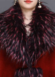 Fashion Mulberry Fur Collar Thick Faux Fur Jackets Winter