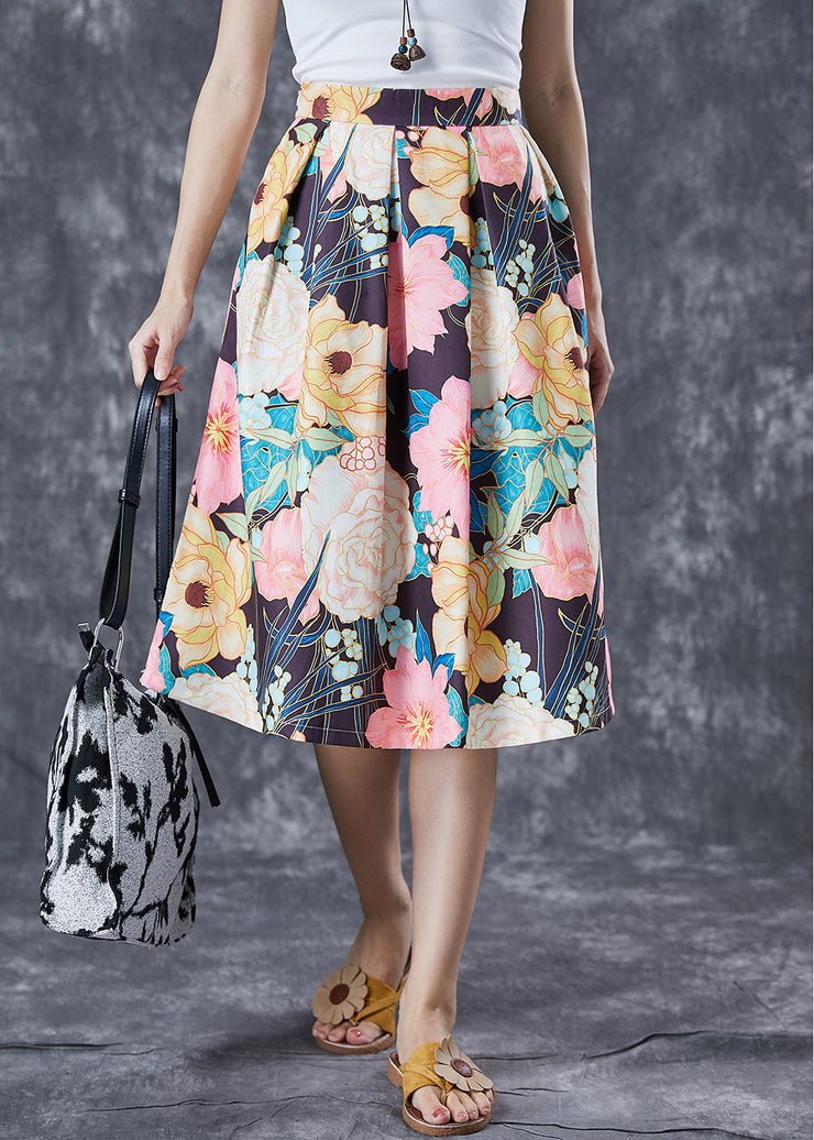 Fashion Multicolor Floral High Waist Cotton Skirts Summer