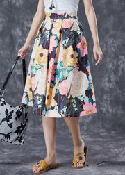 Fashion Multicolor Floral High Waist Cotton Skirts Summer