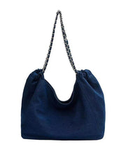 Fashion Navy Chain Linked Large Capacity Denim Satchel Handbag