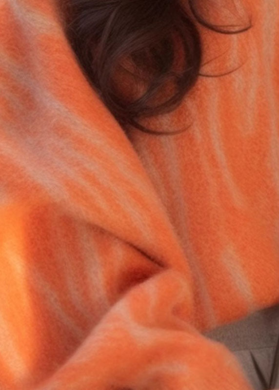 Fashion Orange Thick Cotton Knit Sweaters Long Sleeve