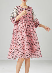 Fashion Pink Pony Print Patchwork Chiffon Dress Summer