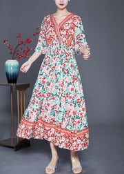 Fashion Pink Print Exra Large Hem Cotton Maxi Dresses Summer