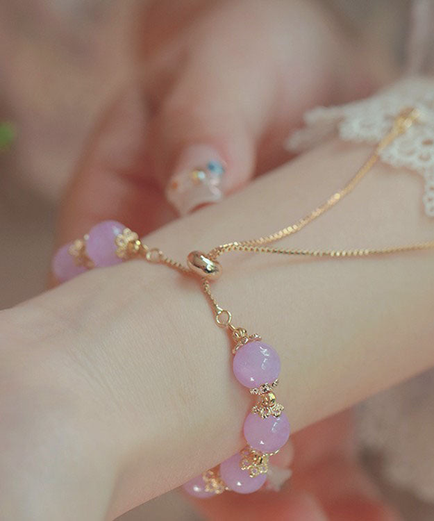 Fashion Purple Alloy Crystal Butterfly Tassel Chain Bracelet