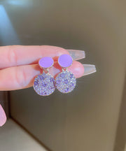 Fashion Purple Sterling Silver Alloy Zircon Circular Drop Earrings