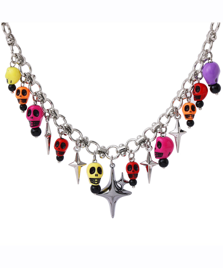 Fashion Rainbow Alloy Acrylic Colored Skeleton Lariat Necklace