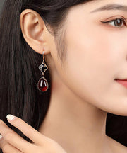 Fashion Red Coloured Glaze Clover Drip Drop Earrings