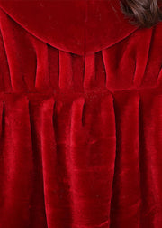 Fashion Red Oversized Wrinkled Cashmere Jackets Batwing Sleeve