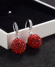 Fashion Red Sterling Silver Zircon Drop Earrings