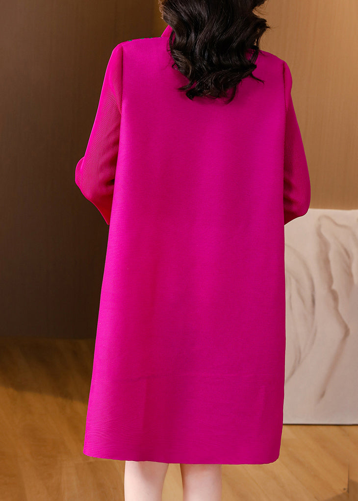 Fashion Rose Button Mid Dresses Long Sleeve