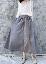 Mode Solide elastische Taillentaschen Baumwolle A-Linie Röcke Sommer