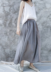 Mode Solide elastische Taillentaschen Baumwolle A-Linie Röcke Sommer