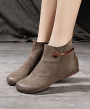 Fashion Splicing Boots Chocolate Cowhide Leather Suede Boots