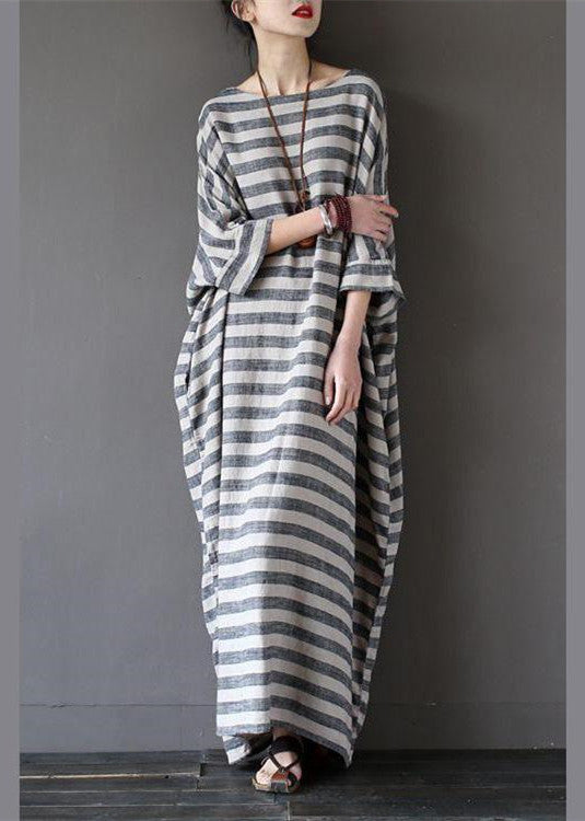 Fashion Stripe Loose Big Size Maxi Size Dresses Plus Sizes Women Clothes