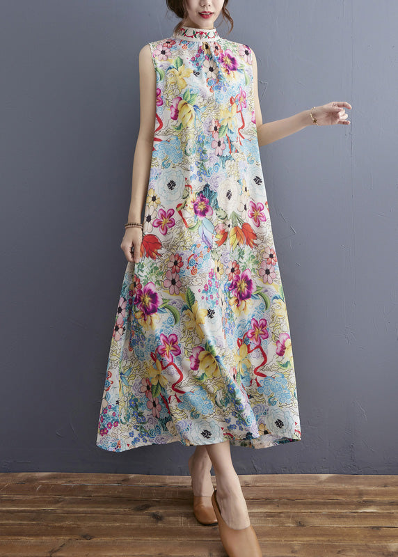 Fashion Turtleneck Print Holiday Maxi Dresses Summer