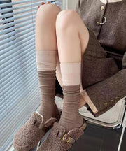 Fashion Versatile Camel Patchwork Mid Calf Socks