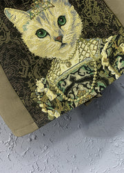 Fashion Versatile Coffee Animal Embroidered Cotton Skirts Autumn
