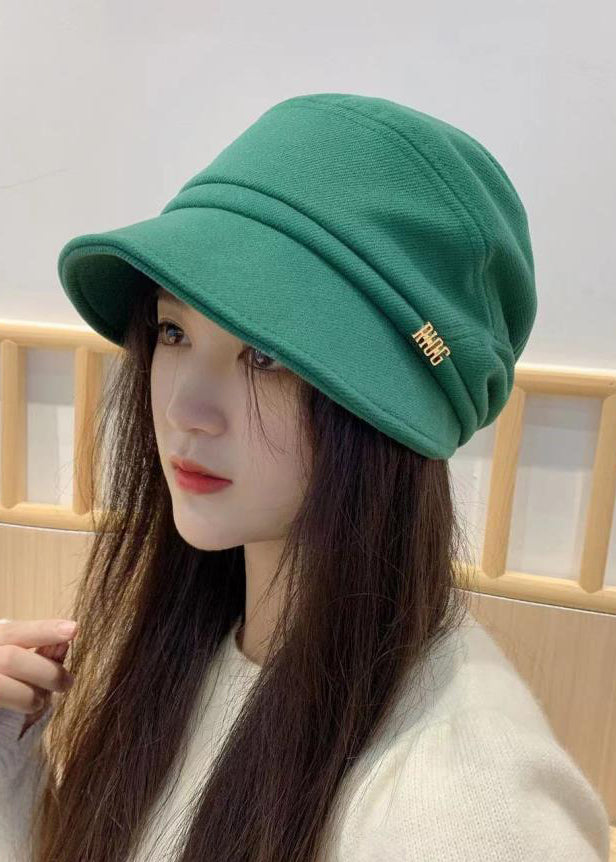 Fashion Versatile Green Wrinkled Bucket Hat