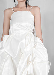 Fashion White BowAsymmetrical Summer Spaghetti Strap Dress