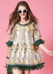 Fashion White Embroidered Patchwork Organza Day Dress Spring