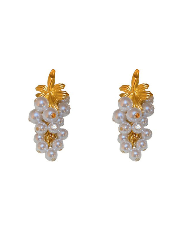 Fashion White Overgild Pearl Tassel Drop Earrings