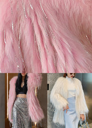 Fashion White Faux Fur Collar Tassel Leather And Fur Long Coats Winter