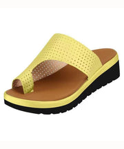 Fashion Yellow Faux Leather Splicing Peep Toe Slide Sandals