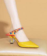 Fashion Yellow Pointed Toe Soft High Heel Slippers