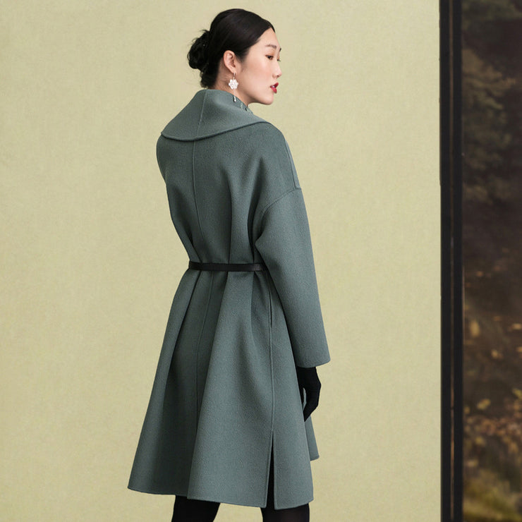 Fashion army green Woolen Coats Women plus size embroidery Winter coat long sleeve woolen outwear