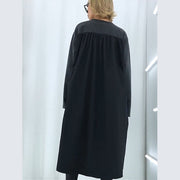 Modische schwarze Baumwoll-Tuniken plus Größe Outfits Patchwork-Tageskleider
