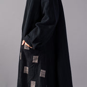 Mode schwarz karierte Mäntel plus Größe Patchwork Mantel Mode Mantel mit großem Saum