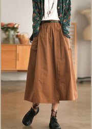 Fashion Chocolate elastic waist Sashes Asymmetrical Skirts Spring