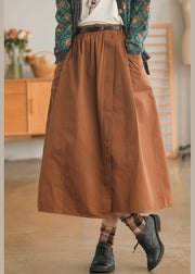 Fashion Chocolate elastic waist Sashes Asymmetrical Skirts Spring