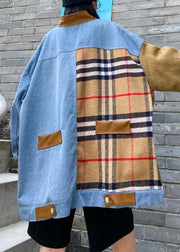 Fashion fall khaki knit tops plus size o neck patchwork sweater tops - SooLinen