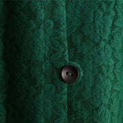Fashion green maxi coat casual Stand pockets Cotton linen Coat women long sleeve baggy coat