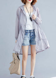 Fashion light gray cardigan Loose fitting hooded long sleeve - SooLinen