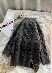 Fashion o neck baggy Sweater dress outfit Moda dark gray Mujer knit dresses - SooLinen