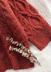 Fashion o neck baggy Sweater dresses Beautiful burgundy Tejidos knit dresses - SooLinen