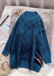 Fashion o neck thick Sweater weather plus size green Fuzzy knit dress - SooLinen