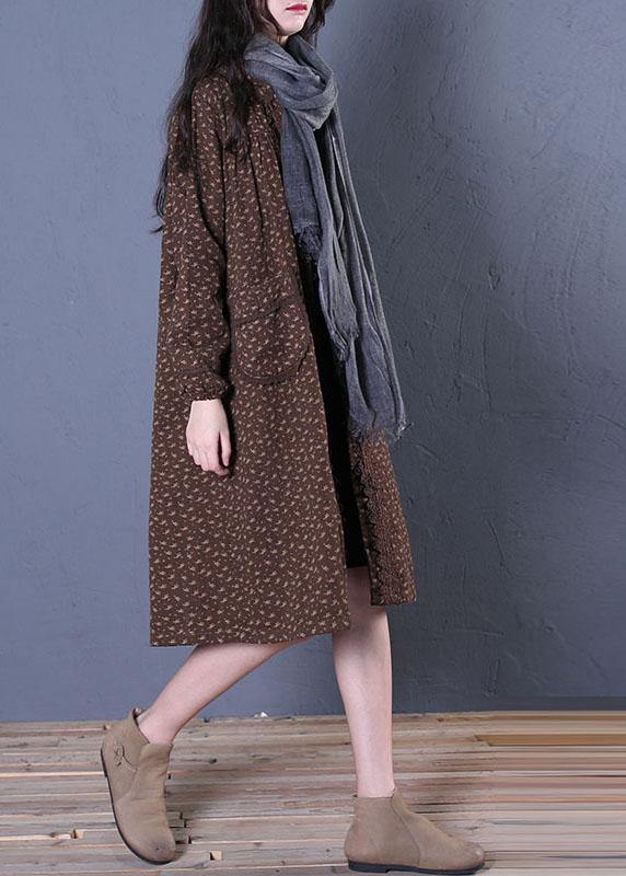 Fashion plus size Coats fall black print hooded coats - SooLinen