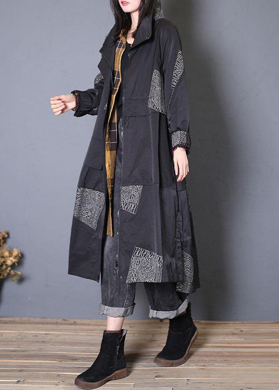 Fashion plus size Coats fall black zippered coats - SooLinen