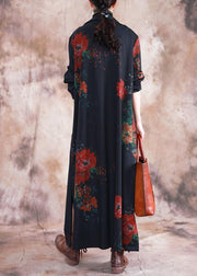 Fashion plus size maxi coat fall trench coats red prints  overcoat - SooLinen