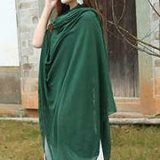 Female bib Korean wild long shawl wild green silk scarf - SooLinen